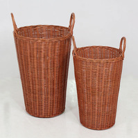 Ensemble de paniers à muffins modernes en rotin/osier (lot de 2) – Meubles de maison avec rangement multi-usages