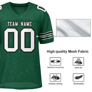 เสื้อฟุตบอลสีเขียวผ้าเจอร์ซี่ลายทางแขนเสื้อระบายอากาศได้ดีเสื้อคอวีสั้น100% โพลีเอสเตอร์แบบพรีเมี่ยม - Product Image 4