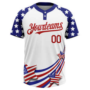 Uniforme de Softbol Personalizado de Alta Calidad para Hombre, Jersey de Béisbol con Dos Botones, Diseño de Bandera de EE. UU., Uniforme de Equipo de Béisbol Juvenil - Product Image 1