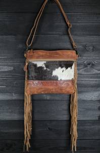 Antique Piece Looking Casual Shopping Women Sling Bag Western Fringe <b>Purses</b> with Embossed Leather Detail Crossbody Sling Bag <b>Set</b> - Product Image 6