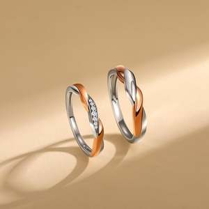 แหวนคู่รัก Jeulia Amore แบบทูโทนทวิสต์ ทำจากเงินสเตอร์ลิง - Product Image 3
