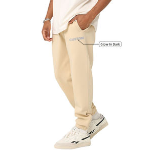 กางเกงวิ่งขาตรงโค้งตรงสำหรับผู้ชายกางเกงลำลองผ้าฝ้าย100% เชือกรูดสีพื้นชุดวิ่งน้ำหนักเบา - Product Image 2