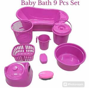 Juego de Baño para Bebé de 9 Piezas de Plástico, Artículos de Baño, Embalaje Suelto, Diseño Liso, Multicolor, Calidad Premium, Uso Doméstico, Venta al por Mayor - Product Image 2