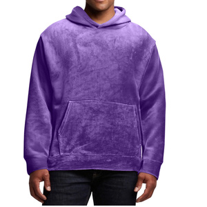 2025 Top Design Wholesale Custom 100% Cotton Winter Velour Tracksuit <b>Men</b> Blank <b>Black</b> Hoodies Unisex Apparels - Product Image 5