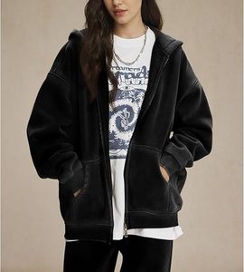 Mode Acid Wash Zip Up Hoodies Hommes Marque Personnalisée Surdimensionné Streetwear Sweats À Capuche Haute Qualité OEM Commande En Gros - Product Image 2