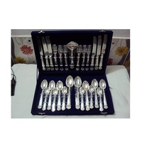 Collection IQBAL, couverts en acier inoxydable classiques plaqués or brillant, ensemble de couverts pour mariage et événements, 27 pièces, boîte en bois dorée