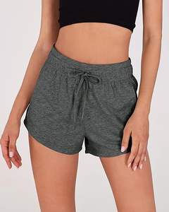 Short en lin pour femmes, respirant, léger, pour l'été Short de sport pour femmes, élastique, taille haute, coupe d'entraînement - Product Image 3