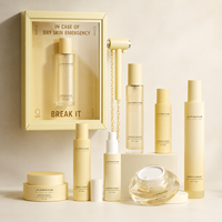 Série complète personnalisable : Kit de soins de luxe en verre – Flacon pompe à lotion jaune 30ml, 50ml, 80ml, 100ml et pot à crème 30g, 50g