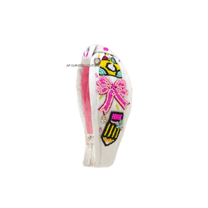 Back to School Inspired Pencil Designed Beaded Headband Handmade for Educators and Staff wholesale Make in India - Product Image 2