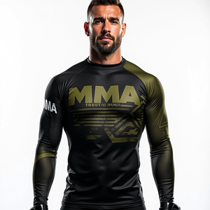 Vente de gros Matériel d'entraînement MMA personnalisé Vêtements sublimés de protection contre les éruptions cutanées pour salle de sport Sports de combat et séances d'athlétisme personnalisés - Product Image 1