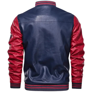 Chaqueta de bombardero de motocicleta para hombre, abrigos de Pu de cuero bordados de béisbol, chaquetas de piloto de lujo universitarias ajustadas, abrigo de invierno Varsity - Product Image 5