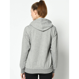 Sweat-shirt à capuche gris chiné uni pour femme, confortable et décontracté, personnalisation de marque, fournisseur en gros - Product Image 3