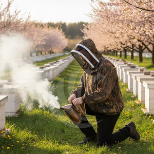 Veste d'apiculture avec voile amovible et fermeture éclair sur le devant, veste d'apiculture ventilée avec panneaux en maille pour la respirabilité - Product Image 5