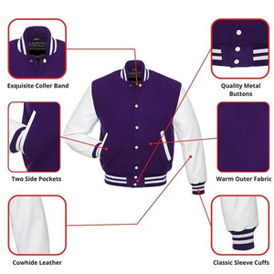 Chaquetas universitarias a prueba de viento personalizadas para hombres y mujeres Material de lana con forro acolchado con parches de logotipo personalizado para equipos deportivos de invierno - Product Image 3