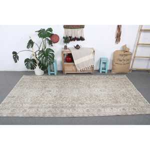 Alfombra Turca Vintage de 4.7x8.6 pies, Alfombra Grande, Alfombra de Lana con Parches Blancos y Marrones - Product Image 3