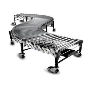 Convoyeur à rouleaux flexible avec cadre extensible et rouleaux en acier durables pour faciliter le déplacement et la manutention des matériaux en entrepôt - Product Image 1