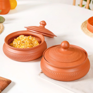 Juego de dos cuencos de arcilla/platos para servir-cuencos de terracota natural para presentación de alimentos y porciones individuales - Product Image 1