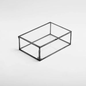 Customized Black Finished <b>Clear</b> Glass <b>Box</b> with Brass Border for Jewelry Cosmetics Weddings Home Decor Ring Boxes Gift Boxes - Product Image 1