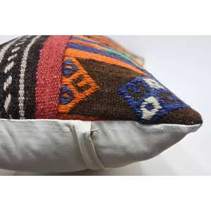 Multicolor Bohemian Kilim <b>Pillow</b> 16x36 Inch Luxury Vintage Print Silk and Wool Woven Decorative Accent for Floor - Product Image 5