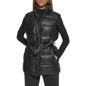 Manteau matelassé en similicuir pour femme Ronney, élégant, chaud, avec fermeture éclair, col montant et vêtements d'extérieur tendance pour l'hiver - Product Image 1