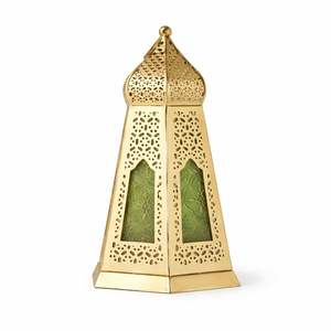 Elegant Gold Metal <b>Moroccan</b> Lantern with Intricate Cutwork Soft Glow Decorative Candle Light Perfect for Festive Home <b>Decor</b> - Product Image 1