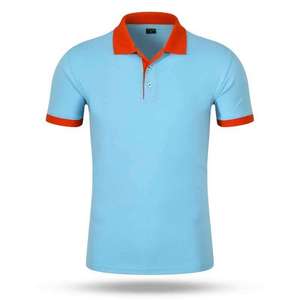 Polo promotionnel unisexe noir de haute qualité avec col rouge, manches courtes, conçu et fabriqué au Pakistan - Product Image 3