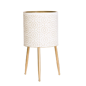 Lujosa maceta con acabado negro de metal de forma redondeada con soporte para casa, macetas de flores decorativas a un precio asequible - Product Image 2