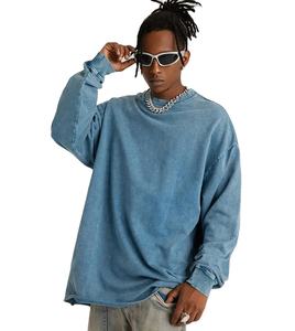 Sudadera con capucha y cuello redondo Vintage para hombre, 400gsm, gruesa, Terry francés, lavado ácido, teñido liso desgastado para la temporada de invierno - Product Image 4