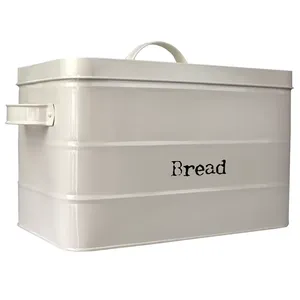 2022 Cute New Rectangle Shape Bread Box and <b>Bins</b> for Kitchen Accessories New Look Bread Box White Coated <b>Metal</b> <b>Bin</b> in Low Price - Product Image 3