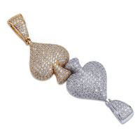 Collier pendentif motif pique de jeu de cartes avec micro-pavé de zircone cubique, bijoux en gros pour les collections streetwear et de mode