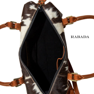 Bolsa de lona de pelo en cuero de vaca, cosas naturales, bolsa de fin de semana para la noche, bolsa de lona de viaje Weekender, lona de cuero - Product Image 5