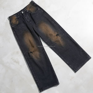 Nuevas llegadas ropa de calle de alta calidad Hip Hop Vintage desgastado de talla grande personalizado Denim Baggy Designer Men Jeans - Product Image 1