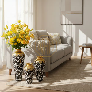 แจกันดอกไม้ตั้งพื้นอะลูมิเนียมพรีเมียม คอชุบทอง แจกันเหล็กตกแต่งสไตล์ชายทะเล สำหรับงานแต่งงาน งานอีเว้นท์ ขายส่ง - Product Image 4