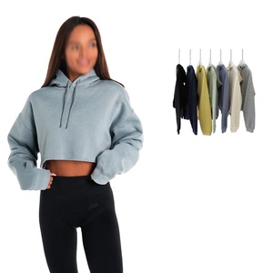 Sudaderas con Capucha Extra Grandes para Mujer, Sudaderas Cortas con Capucha para Chicas, Sudadera Corta con Estampado Personalizado, Tela de Lona, Servicio OEM - Product Image 5
