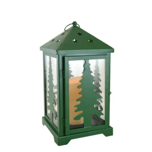 Silver Christmas Tree Cutout <b>Mini</b> Lantern Green Metal Handmade Modern Candle Pillar Holder Home Decorative Candle <b>Jars</b> - Product Image 6