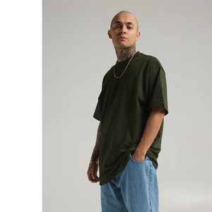 Camiseta de peso pesado 100% algodón cuello redondo Camiseta de diseñador camisetas de gran tamaño para hombres 100% algodón camiseta de manga corta Ringer - Product Image 4