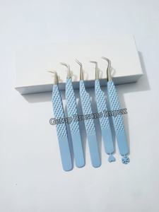 Pinzas para Extensión de Pestañas de Alta Calidad, Diferentes Estilos, Recubrimiento en Polvo Azul Claro con Diseño de Copo de Nieve, Logotipo Personalizado, Instrumento de Belleza - Product Image 4