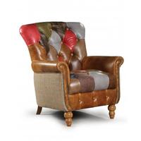 Canapé en cuir italien multicolore pour une place Chesterfield avec remplissage en éponge pour appartement
