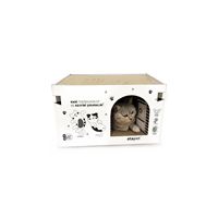 Maison pour chat en coton naturel pliable, style extérieur, avec griffoir, élégante, écologique, recyclable, mobilier pour animaux de compagnie