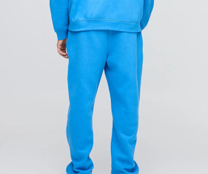 Men's Blue Cotton Sweatpants Elastic Waist Pockets Heat Transfer Logo Right Leg Casual Autumn Wear - Product Image 6