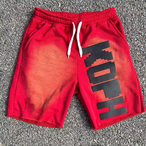 Pantalones cortos de cintura alta con serigrafía personalizada Logo algodón French Terry Streetwear desgastados Vintage Sun Faded Acid Wash - Product Image 1