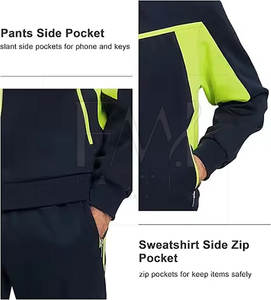 Conjuntos de jogging con cremallera atlética de lana deportiva de alta calidad, conjuntos de chándales de hombre con parches personalizados para correr y trotar - Product Image 6