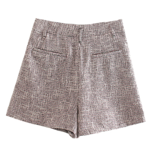 Shorts sportifs tendance pour femme, taille haute, avec empiècements en maille respirante, taille élastique, coupe ample, noir uni, en coton tricoté, écologique - Product Image 2