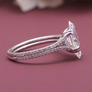 IGI Certified Lab Grown Marquise Cut Diamond <b>Split</b> Shank Engagement <b>Ring</b> 18K Gold Pavé Diamond <b>Ring</b> - Product Image 5