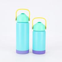Bouteilles d'eau isothermes en acier inoxydable personnalisées pour enfants, avec isolation sous vide et design de dessin animé, avec couvercle à paille