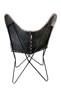 Antique-Style Brown Leather Butterfly <b>Chair</b> Foldable Foot Stool <b>for</b> Living Bedroom Dining Outdoor Leisure Rustic Design - Product Image 5