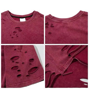 T-shirts personnalisés pour hommes, style streetwear, effet usé, 100% coton, légers, séchage rapide, respirants, écologiques, logo personnalisé - Product Image 3