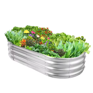 Galvanized Steel <b>Raised</b> Garden Bed Kit Oval Large Outdoor <b>Planter</b> for Home & Vegetable Gardening - Product Image 4