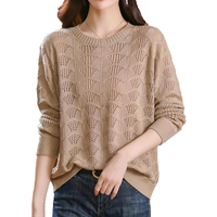 Nouveauté Automne Hiver 2026 – Cardigans décontractés en laine/acrylique/spandex pour femme, col rond, couleur unie, anti-boulochage, respirants