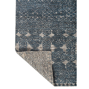 Alfombra Azul Manifest de Lana y Viscosa Anudada a Mano con Patrón Geométrico y Abstracto para Uso Doméstico como Alfombra de Sala de Estar o Pasillo - Skwv-121 - Product Image 5